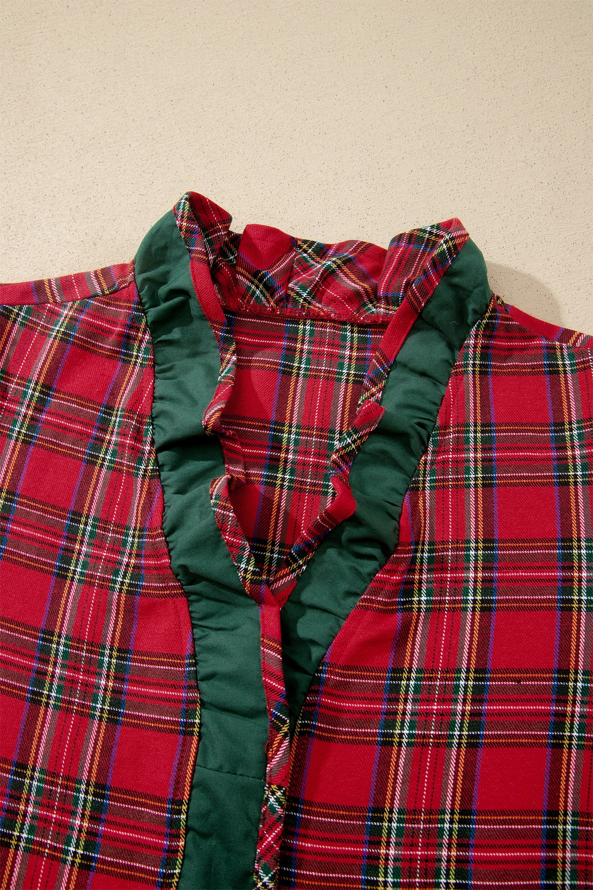 Merry & Plaid Velvet Trim Top. - PRE ORDER