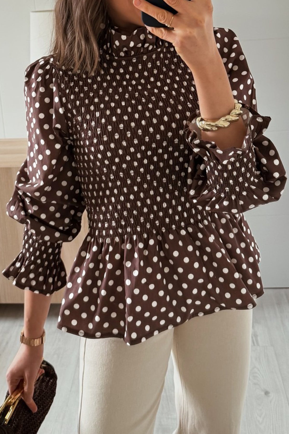 Vintage Dot Ruffle Blouse - PRE ORDER