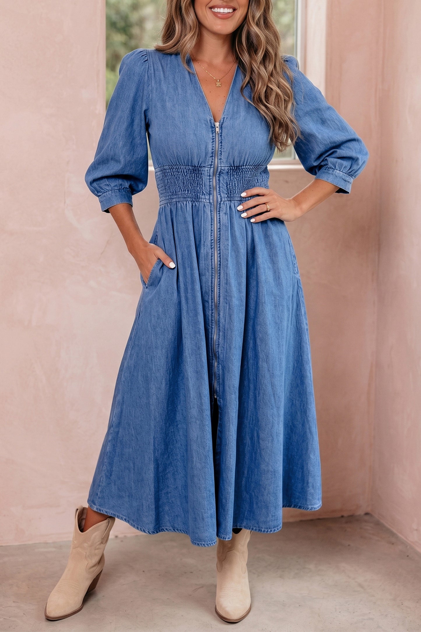 Country Charm Denim Dress - PRE ORDER