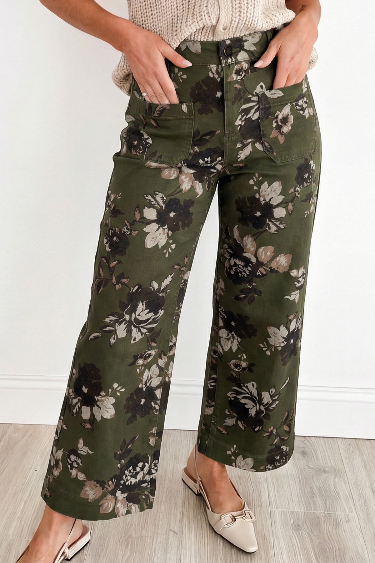Olive Bloom Floral Pants - PRE ORDER