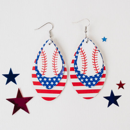 Americana Baseball Earrings