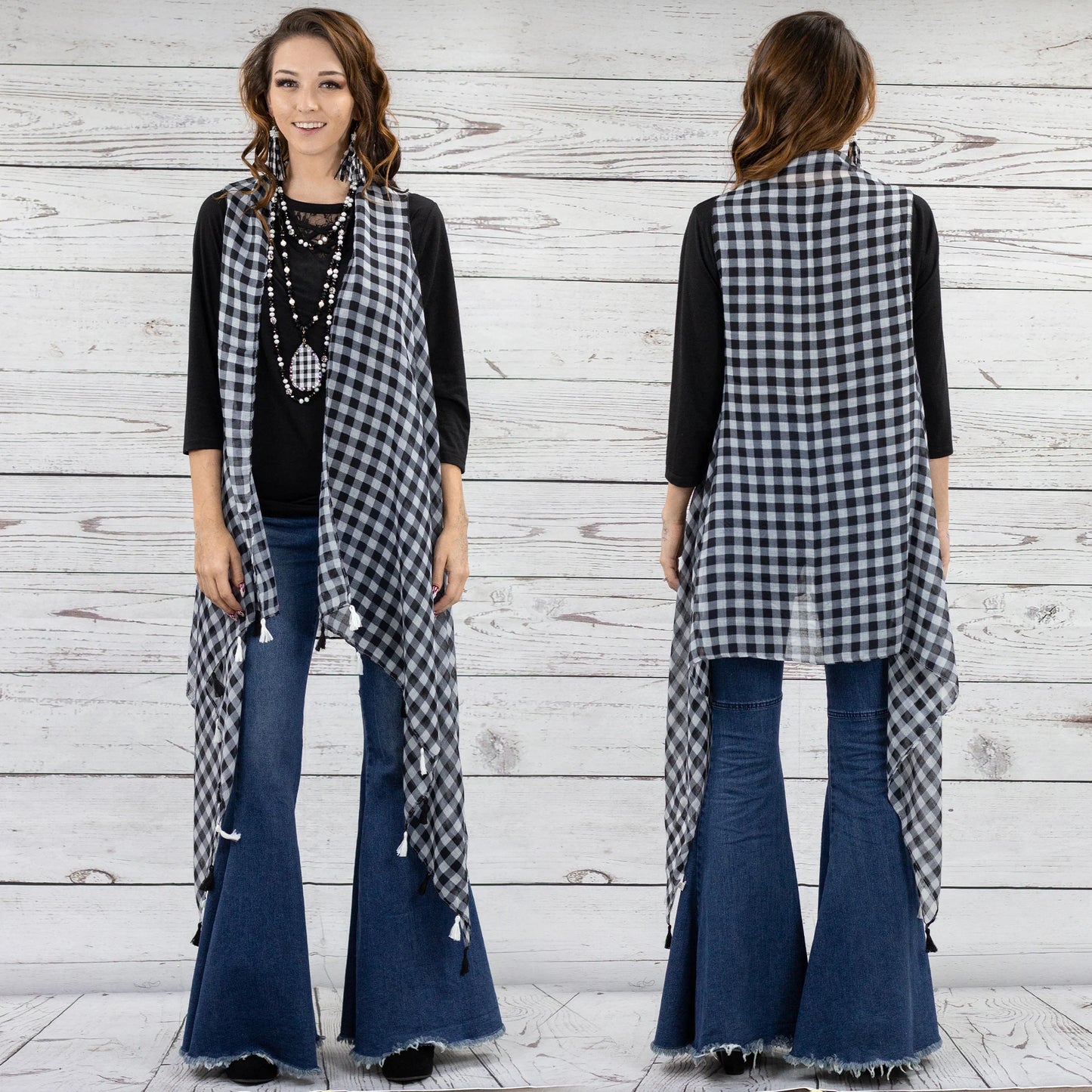 Black & White Checked Kimono