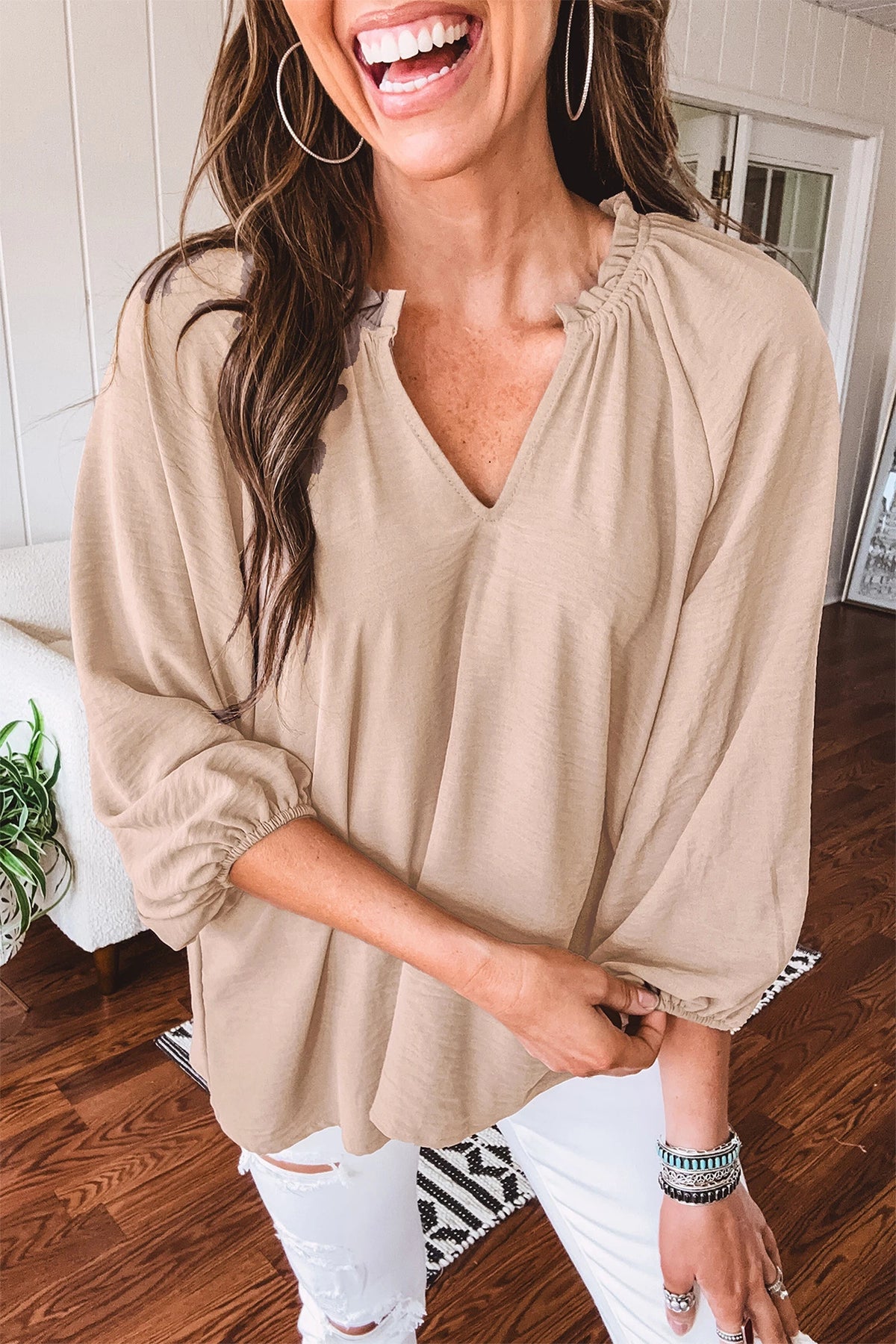 Toffee V-Neck Top - PRE ORDER