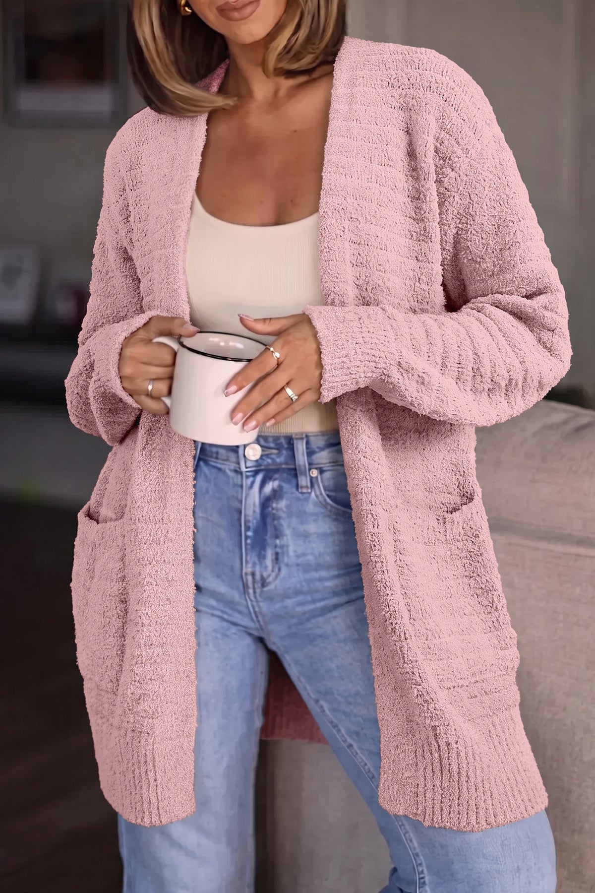 Blush Comfort Ribbed Cardigan - PRE ORDER