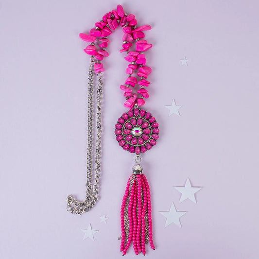 Blush & Sparkle Tassel Necklace