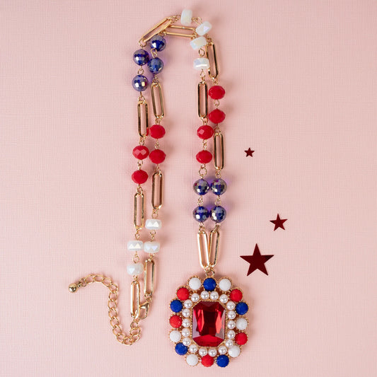 Red, White & Bling Necklace