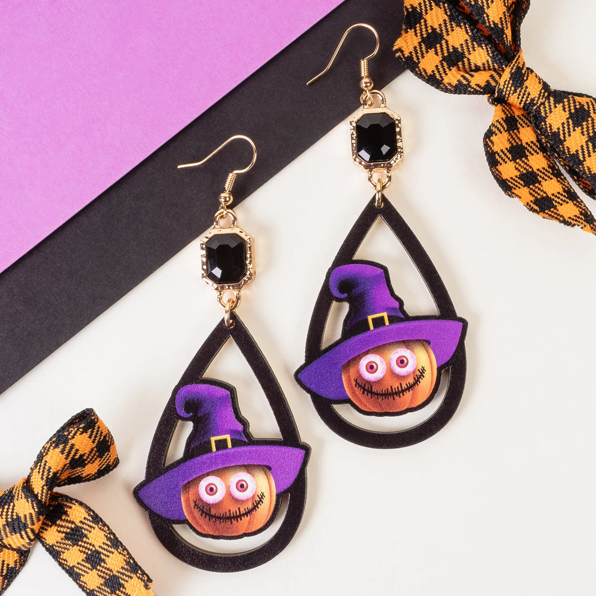 Scarecrow Pumpkin Teardrop Earrings