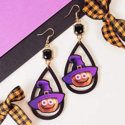 Scarecrow Pumpkin Teardrop Earrings
