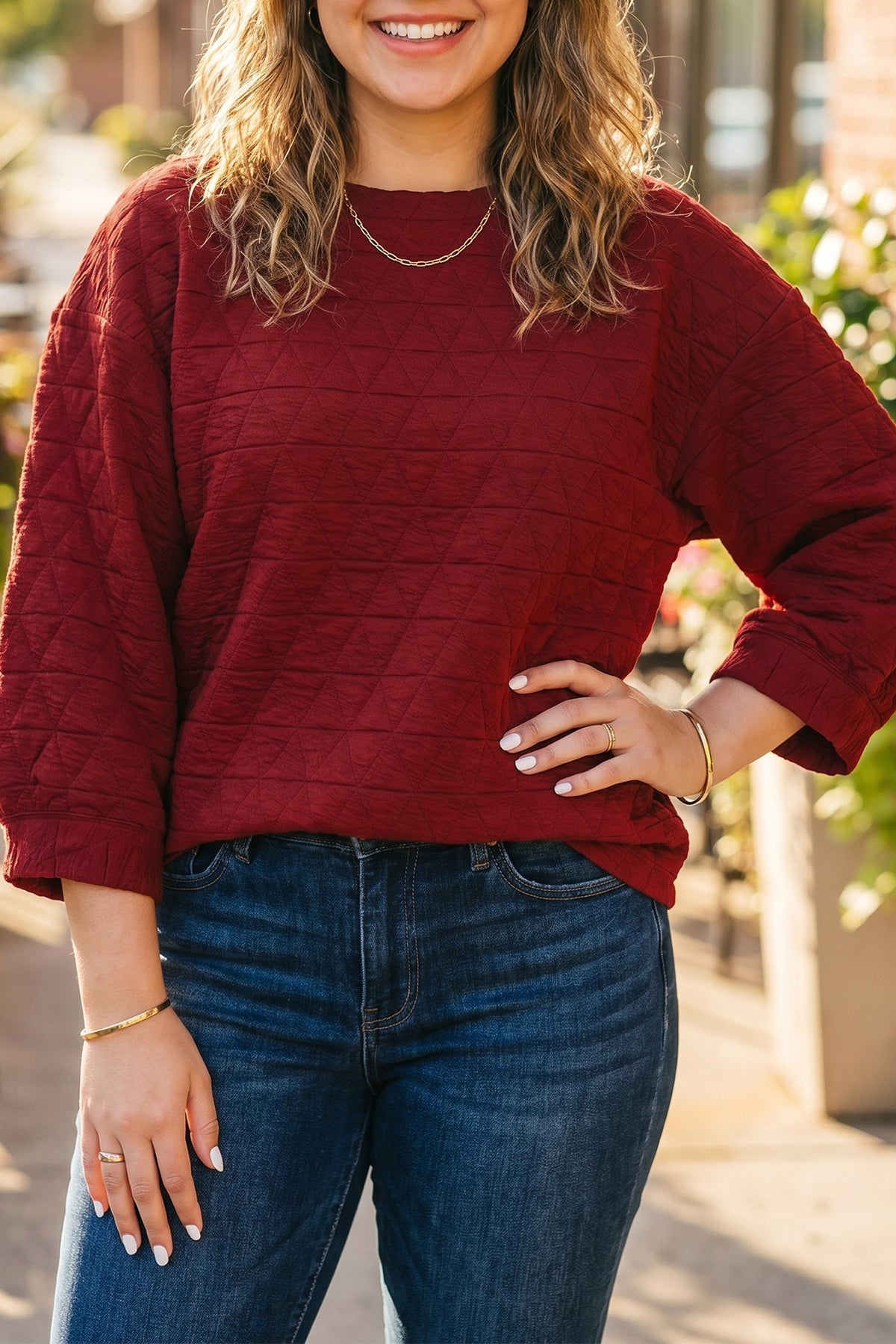 Burgundy Charm Quilted Top - PRE ORDER