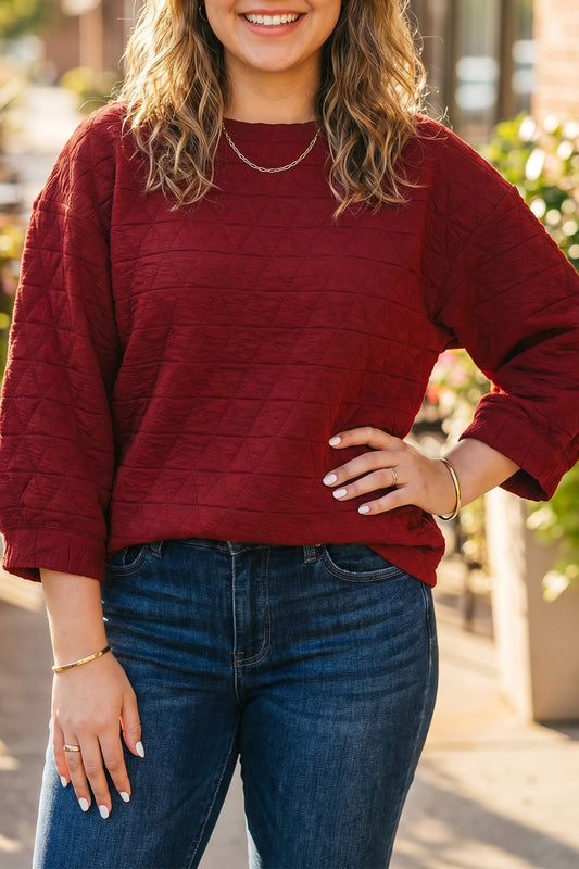 Burgundy Charm Quilted Top - PRE ORDER
