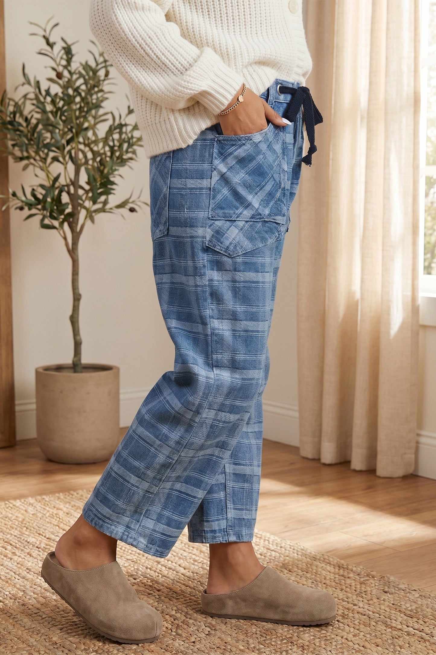 Country Roads Plaid Jeans - PRE ORDER