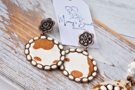 Cow Print Dangle Earrings