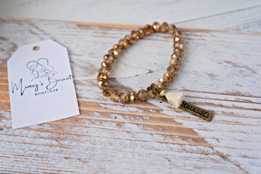 Brown crystal beaded bracelet