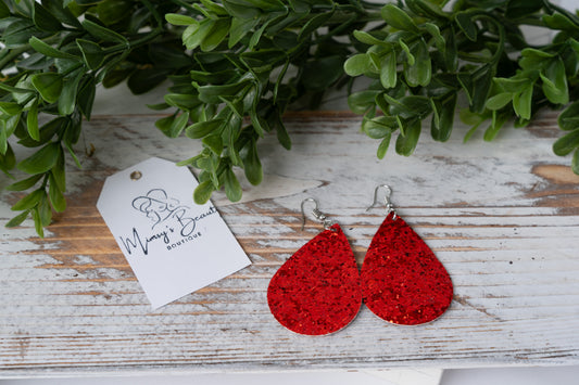 Red Glitter Teardrop earrings