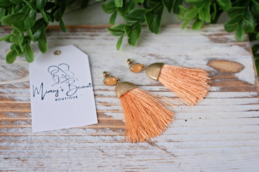 Peach Tassel Earrings