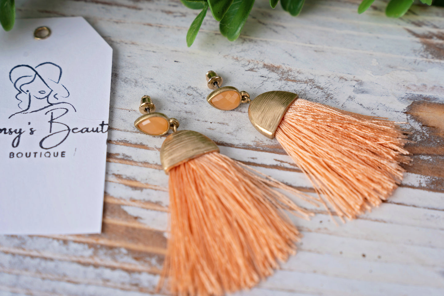 Peach Tassel Earrings