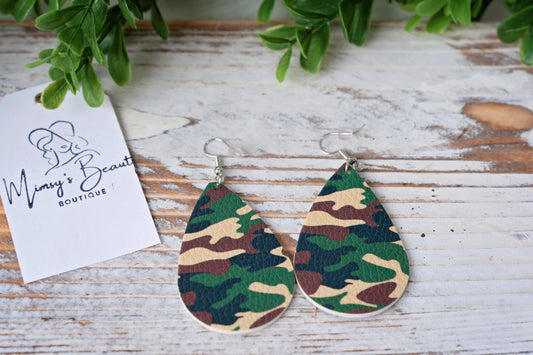 Camo Teardrop Earrings