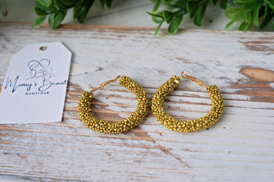 Gold Puff Hoop Earrings