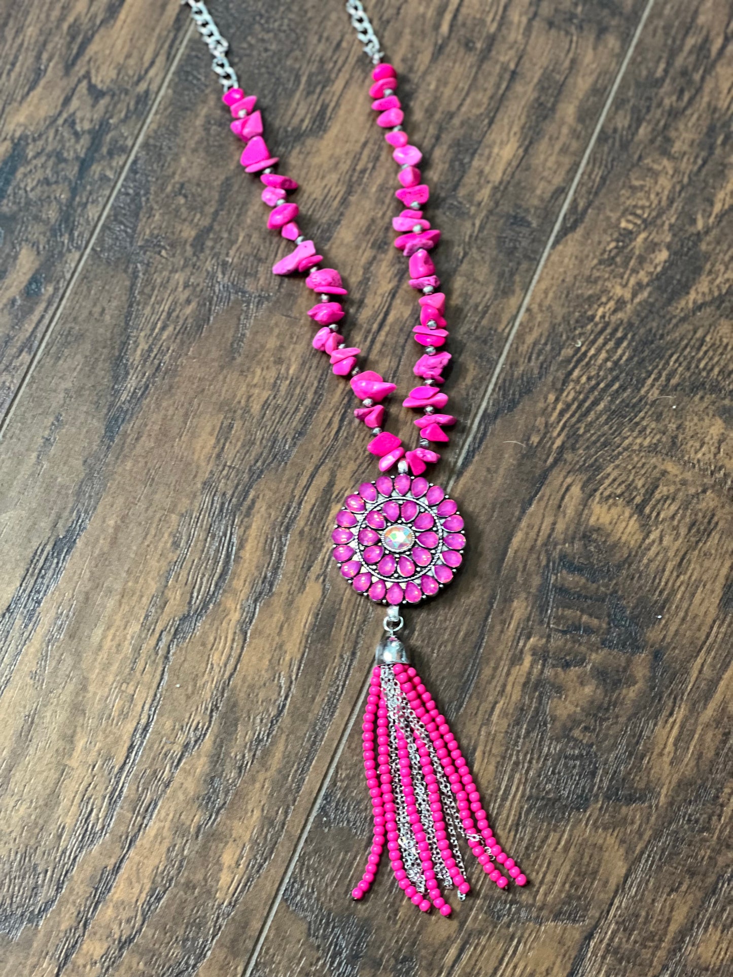 Blush & Sparkle Tassel Necklace