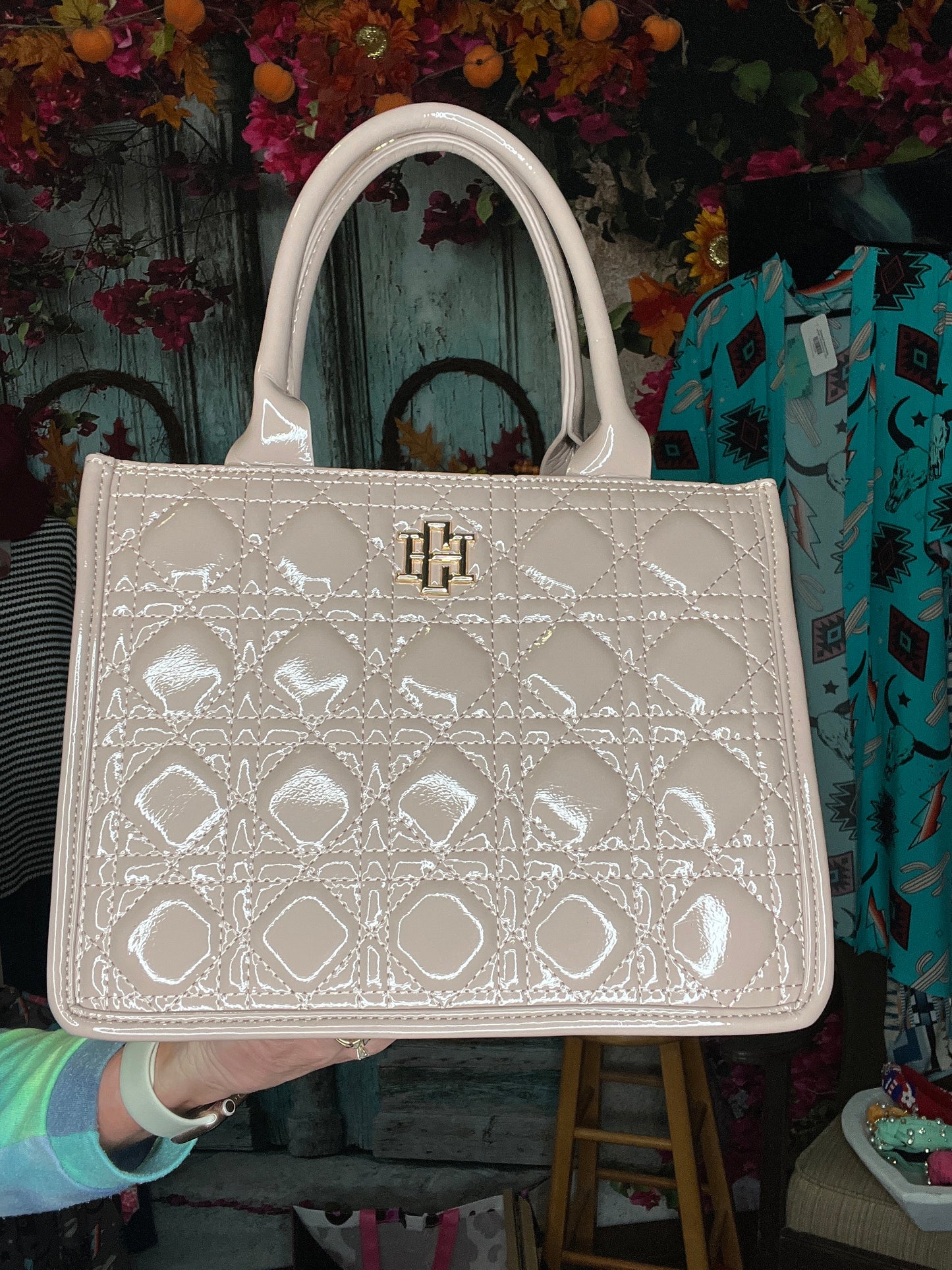 Quilted Mini Tote in Taupe