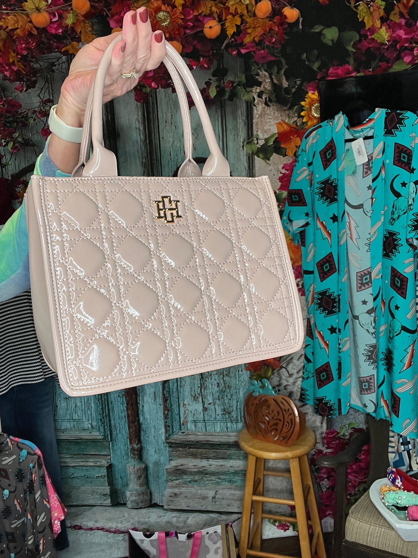 Quilted Mini Tote in Taupe