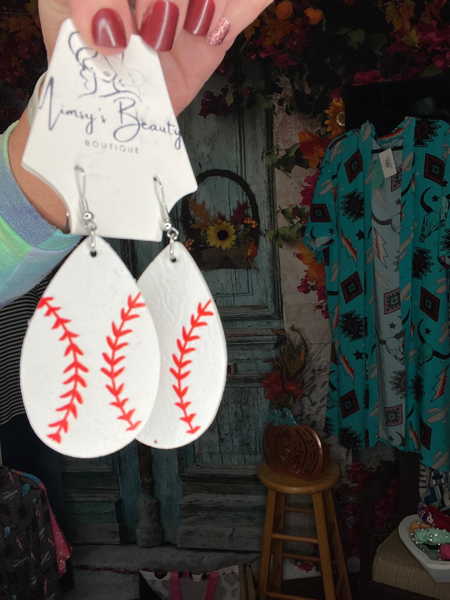 Baseball Teardrop Earrings