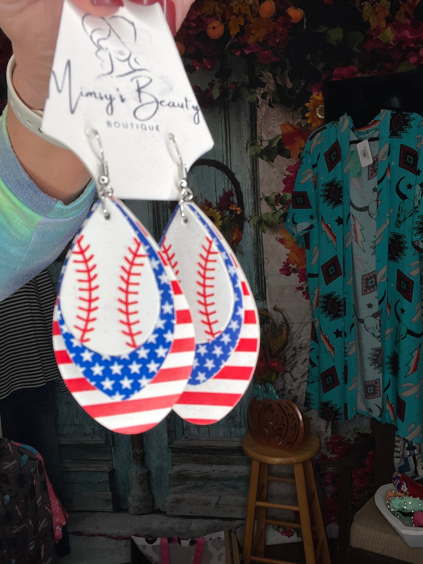 Americana Baseball Earrings