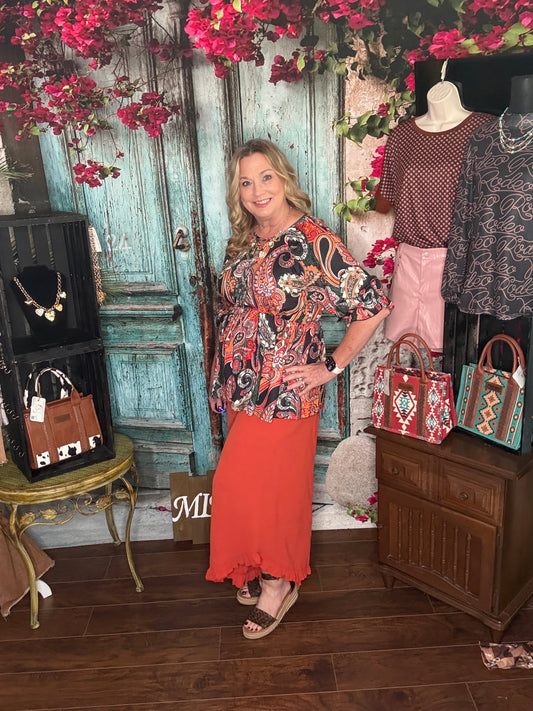 Western Sunrise Ruffle Pants