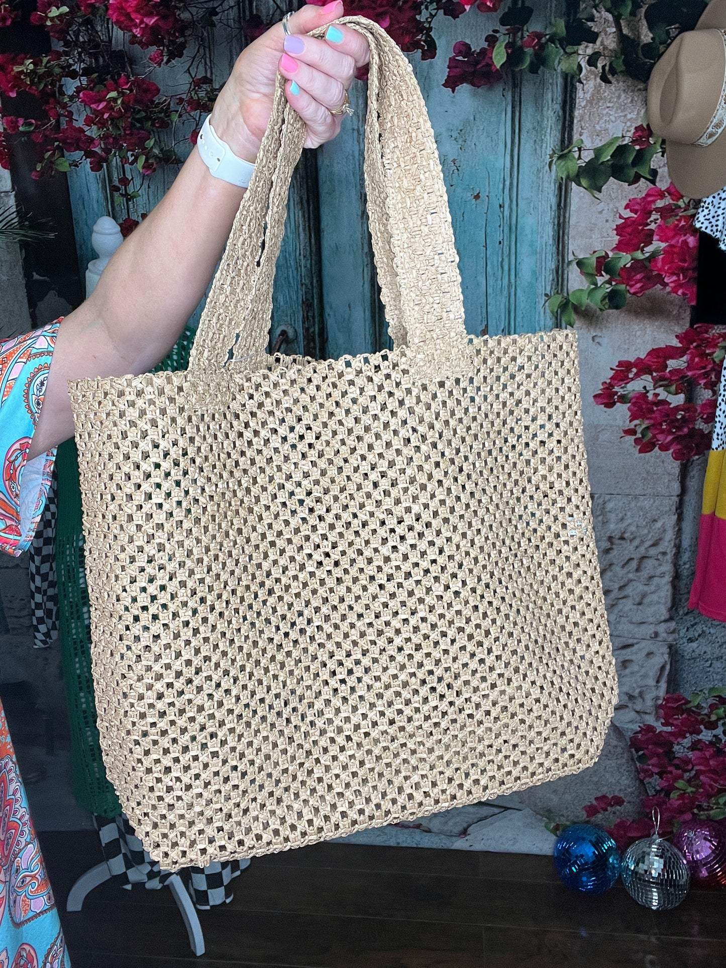 Sunset Shores Straw Tote
