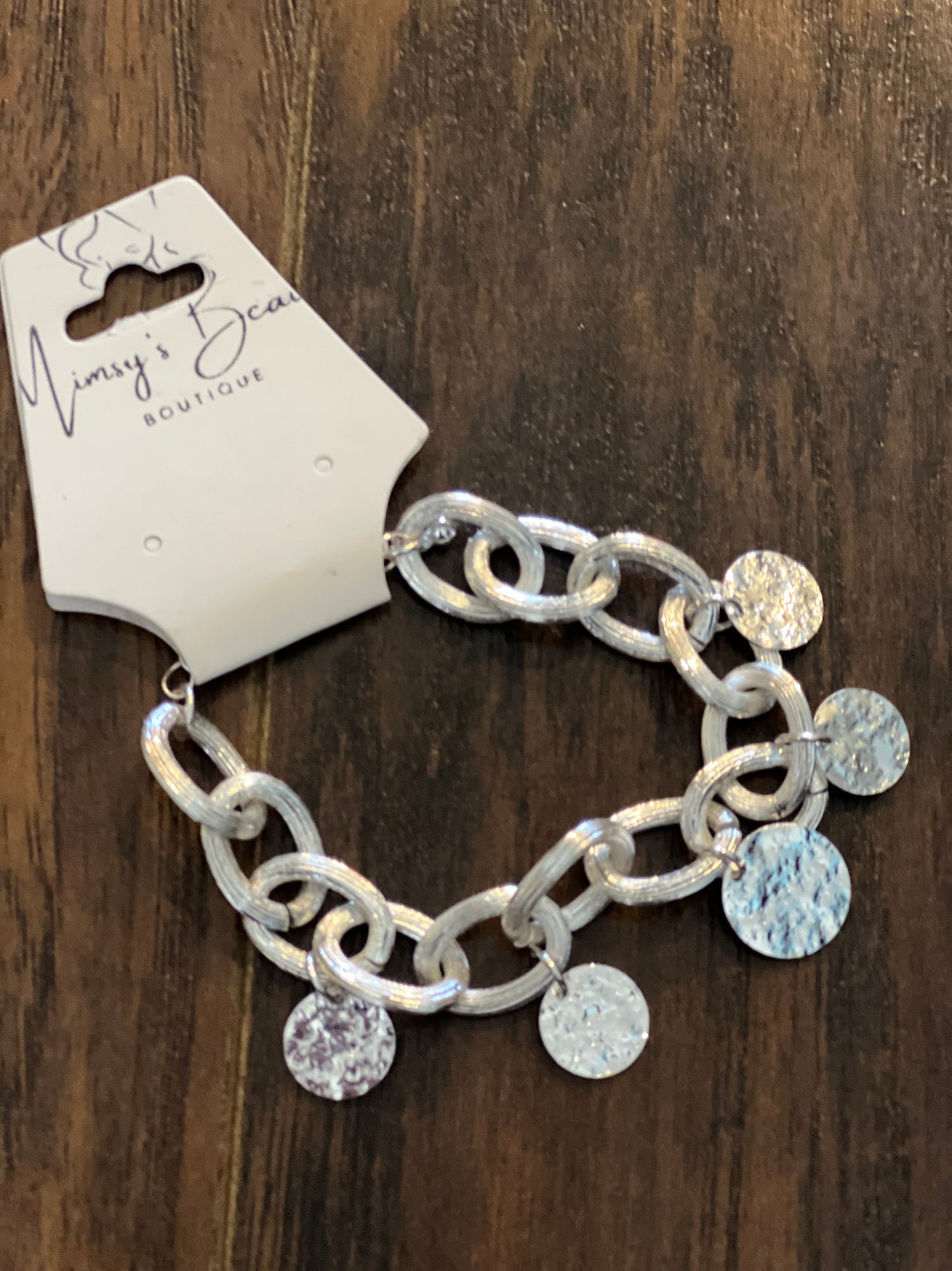 Textured Coin Charm Bracelet