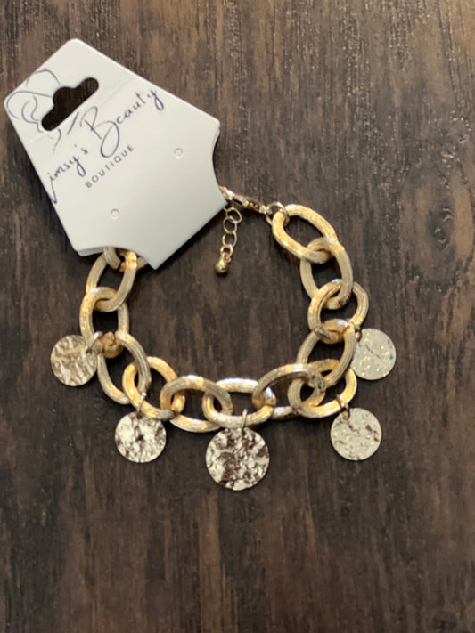 Textured Coin Charm Bracelet