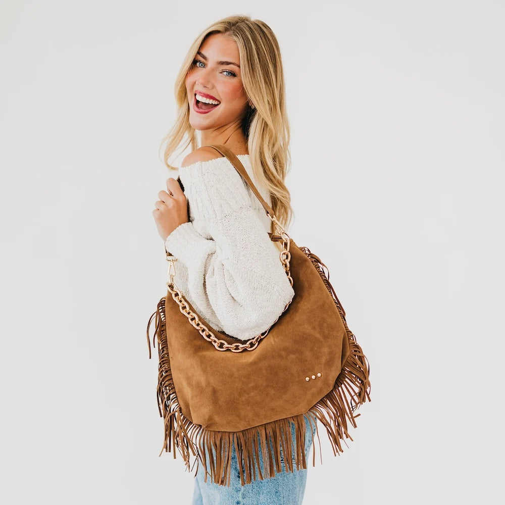 Loretta Suede Fringe Slouchy Bag - PRE ORDER