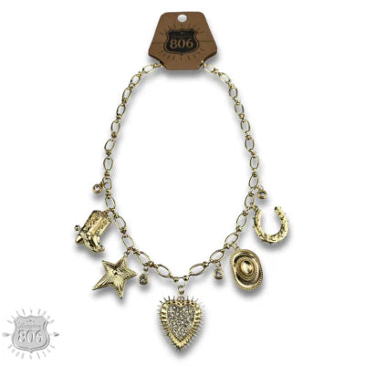 Rhinestone Rodeo Charm Necklace