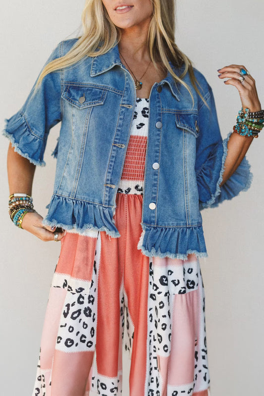 Ruffle Denim Jacket - PRE ORDER