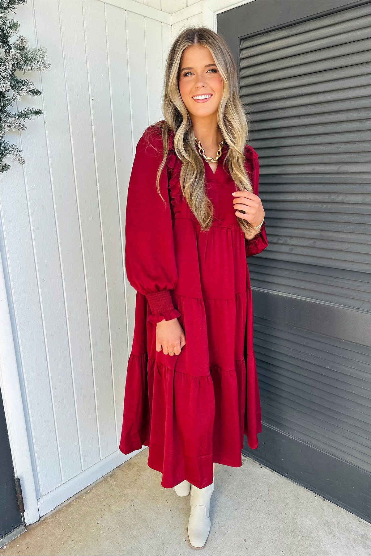 Simply Merry Red Ruffle Dress - PRE ORDER