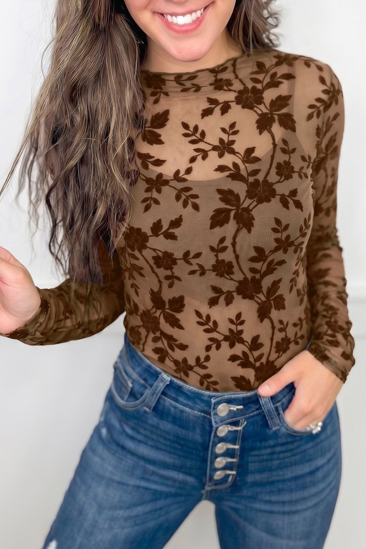 Chocolate Bloom Mesh Top - PRE ORDER