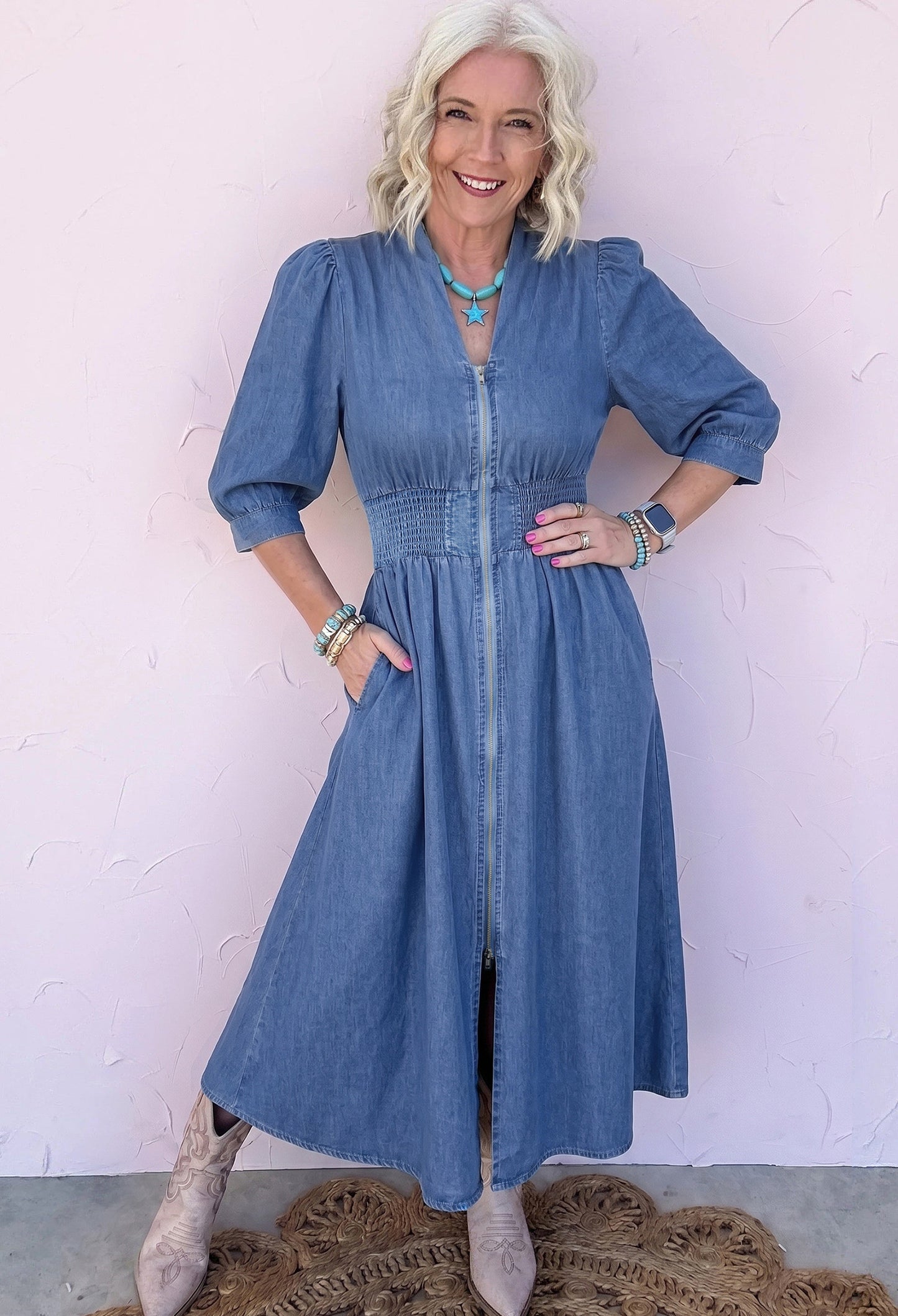 Country Charm Denim Dress - PRE ORDER