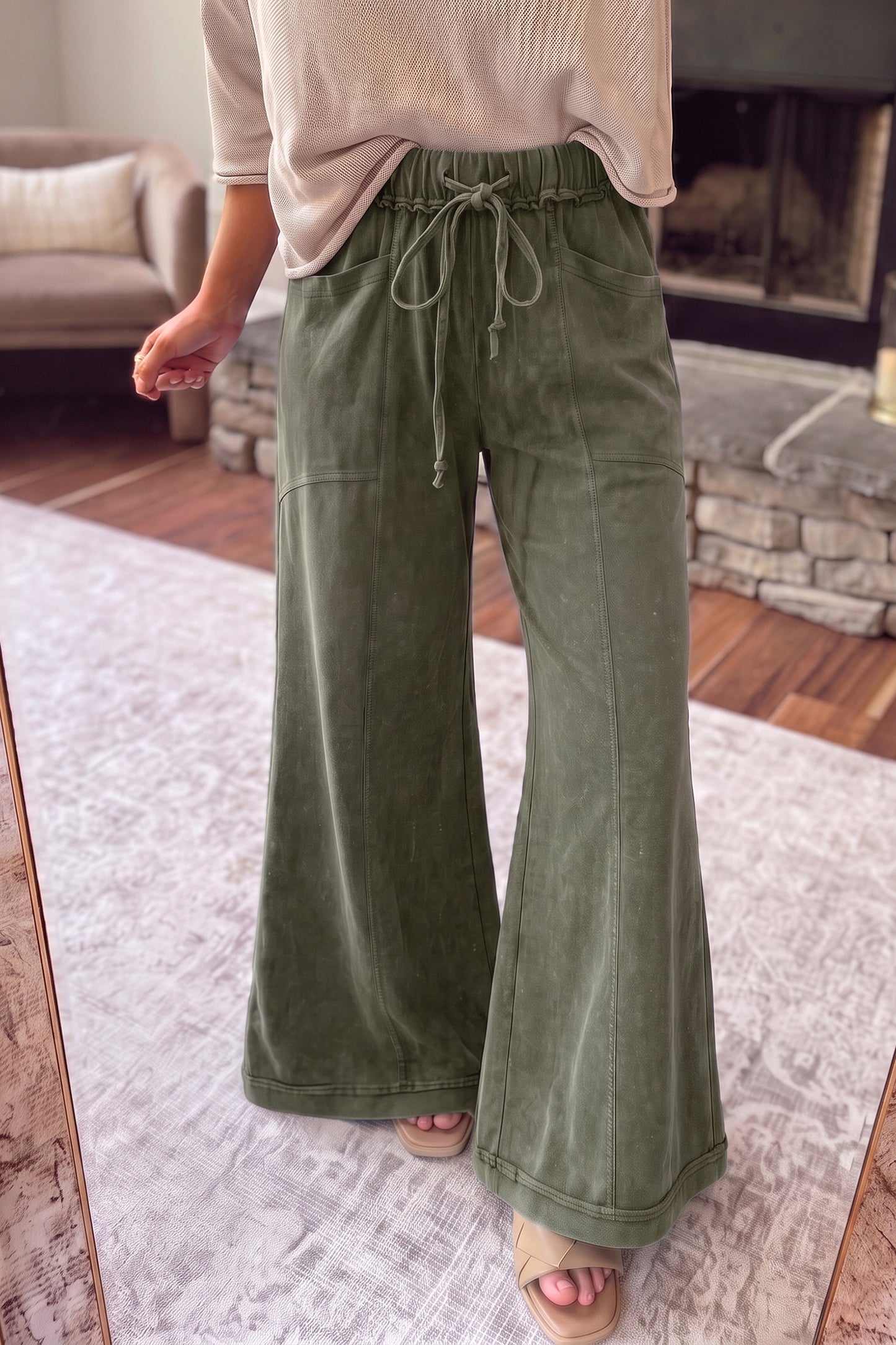 Olive Trail Wide Leg Pants - PRE ORDER