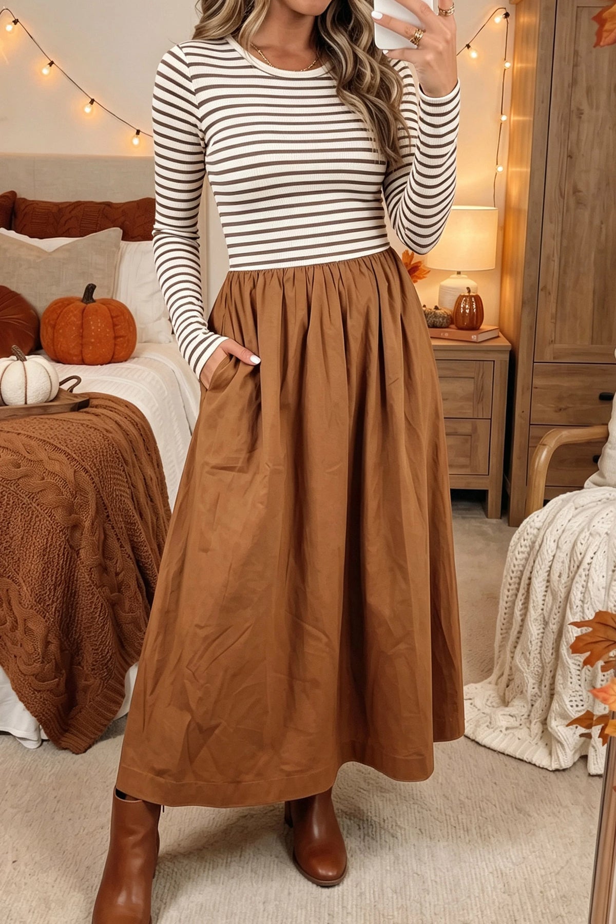 Autumn Stroll Stripe Dress - PRE ORDER