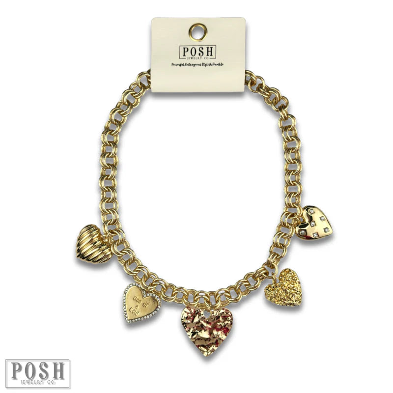 Golden Hearts Statement Necklace