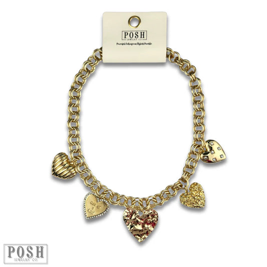 Golden Hearts Statement Necklace