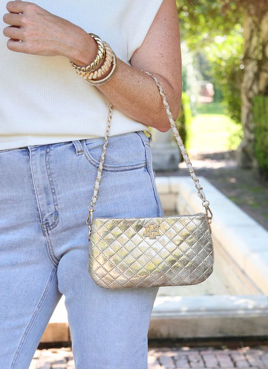 Champagne Quilted Crossbody Party Bag